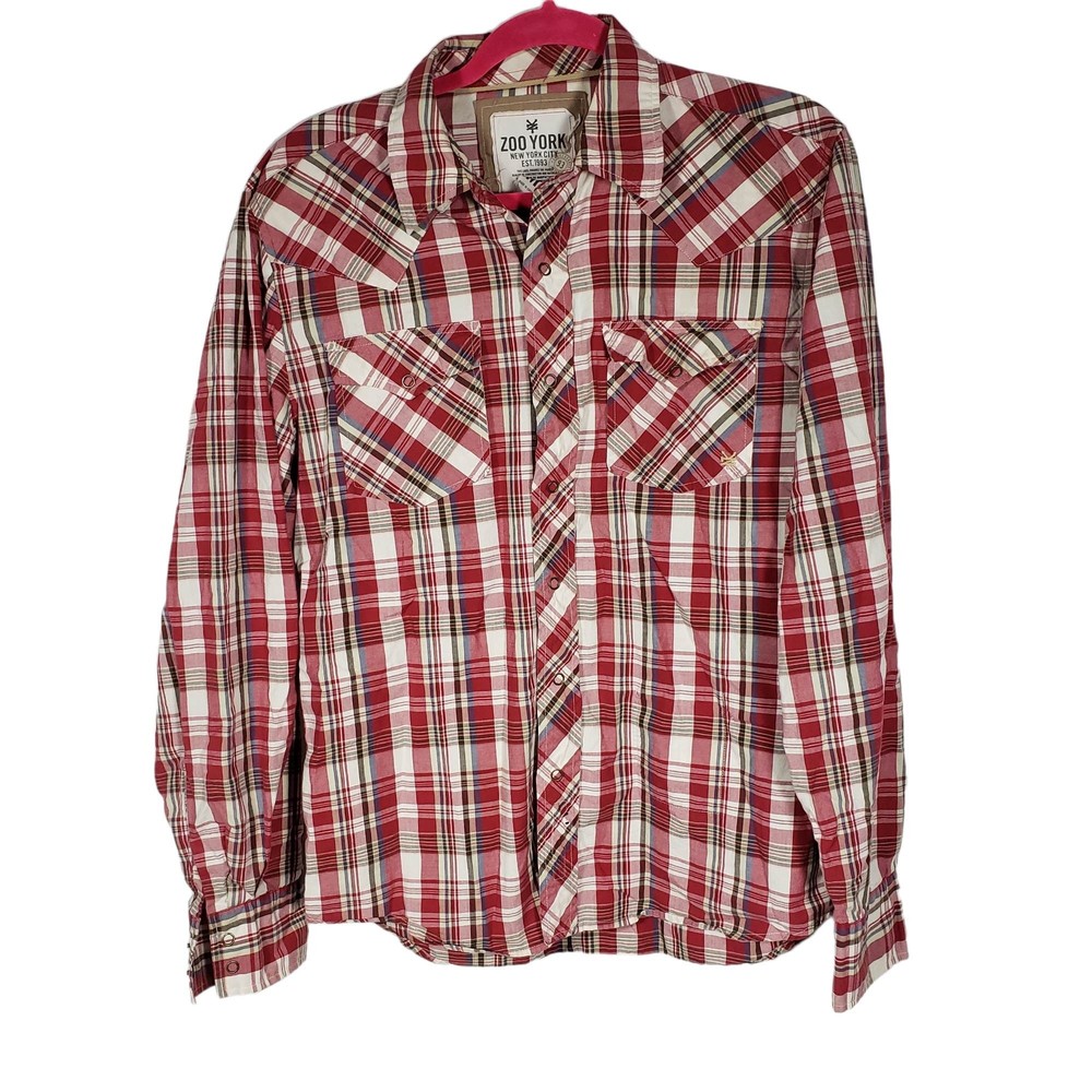 Zoo York Men's size Medium Long Sleeve Plaid Snap Up Top - Gently Used